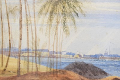 Lot 408 - Andrew Nicholl R.H.A. (Irish, 1804-1886) - Watercolour - Colombo, Ceylon coastal scene