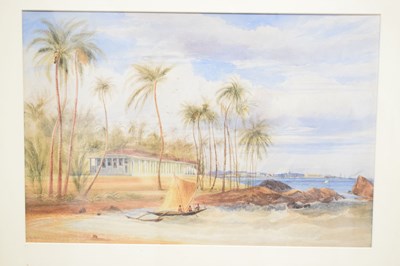 Lot 408 - Andrew Nicholl R.H.A. (Irish, 1804-1886) - Watercolour - Colombo, Ceylon coastal scene