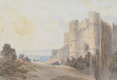 Lot 663 - John Varley OWS (British, 1778-1842) - Watercolour on paper - 'Carisbrooke Castle’