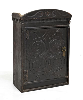 Lot 537 - Late 17th or early 18th century carved oak spice cupboard