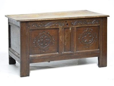 Lot 544 - 17th century arved oak two-panel coffer