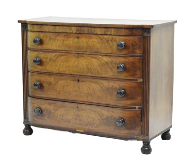 Lot 724 - 19th century mahogany break bow front chest of drawers