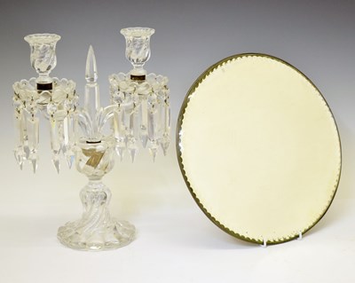 Lot 485 - Glass table lustres on mirror base