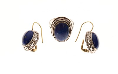 Lot 127 - Pair of lapis lazuli earrings