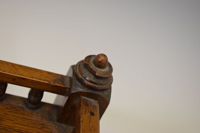 Lot 479 - J. W. Benson - late Victorian Aesthetic Movement tile-inset oak three-piece clock garniture