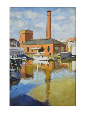 Lot 635 - Peter Swan RWA (b.1936) - Oil on canvas - 'The Underfall Yard, Hotwells'