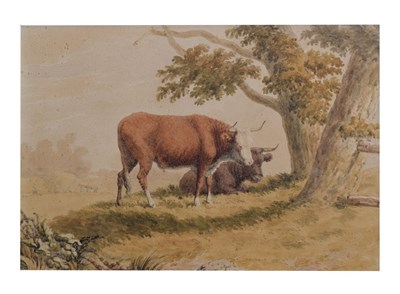 Lot 637 - Henry Brittan Willis R.W.S. (1810-1884) - Watercolour study of cattle grazing