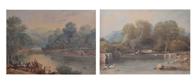 Lot 639 - 19th century English School - Pair of watercolours - Riverside scenes