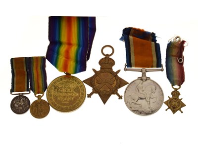 Lot 425 - British First World War medal trio with miniatures