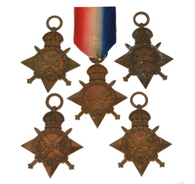 Lot 426 - Group of five British/Irish First World War 1914-15 Stars