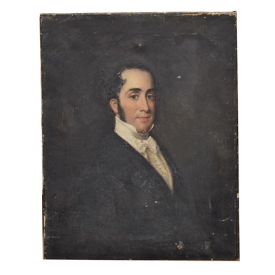 Lot 633 - 19th century oil on canvas - Portrait of a gentleman