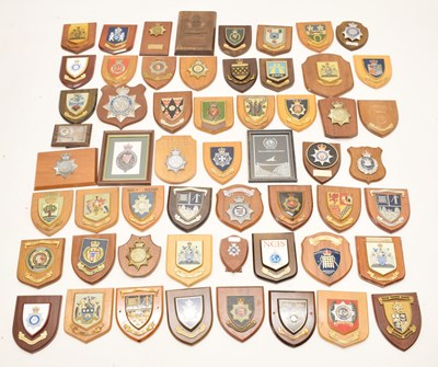 Lot 366 - Large collection of approximately sixty wooden mounted police crests