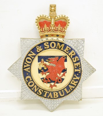 Lot 419 - Large cast metal and painted Avon & Somerset wall crest