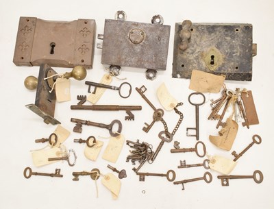 Lot 368 - Group of 19th century and later prison cell and station keys and locks