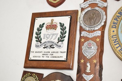 Lot 369 - Quantity of commemorative and foreign police wooden presentation plaques