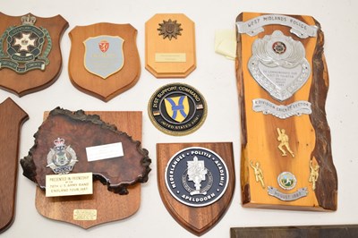 Lot 369 - Quantity of commemorative and foreign police wooden presentation plaques