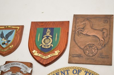 Lot 369 - Quantity of commemorative and foreign police wooden presentation plaques