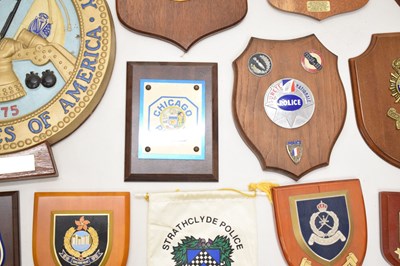 Lot 369 - Quantity of commemorative and foreign police wooden presentation plaques