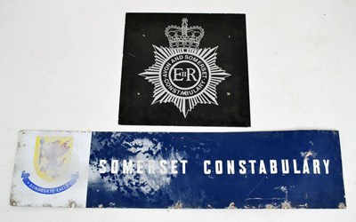 Lot 374 - Pre-1967 double sided metal sign - 'Somerset Constabulary'