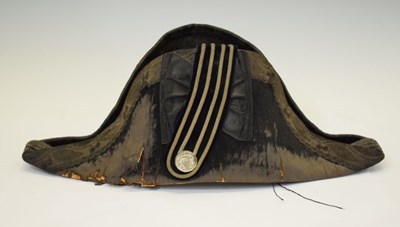 Lot 342 - 19th century Senior Officer ceremonial bicorne hat with silver cord decoration