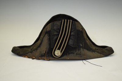 Lot 342 - 19th century Senior Officer ceremonial bicorne hat with silver cord decoration