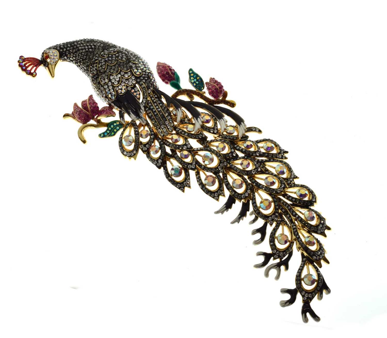 Lot 168 - Butler & Wilson - Large peacock brooch