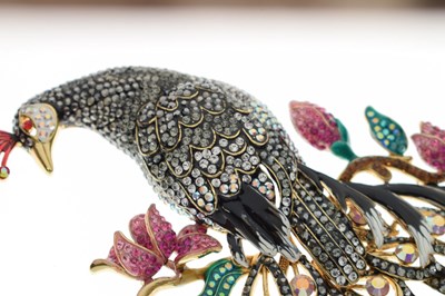 Lot 168 - Butler & Wilson - Large peacock brooch