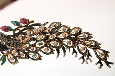 Lot 168 - Butler & Wilson - Large peacock brooch