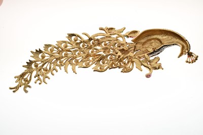 Lot 168 - Butler & Wilson - Large peacock brooch