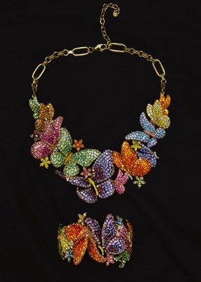 Lot 169 - Butler & Wilson - Butterfly necklace and butterfly bangle