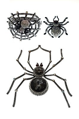 Lot 170 - Butler & Wilson - Crystal set spider brooch, bangle and ring