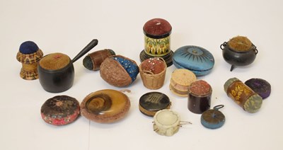 Lot 331 - Collection of 19th century and later treen & other pin cushions