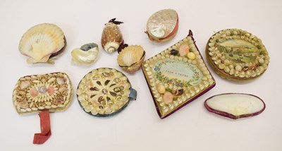 Lot 332 - Collection of late 19th/early 20th century shell pin cushions