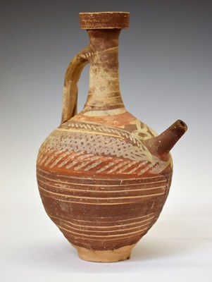 Lot 191 - Mediterranean terracotta spouted jug or pitcher, probably Cypriot