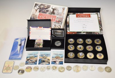 Lot 305 - Westminster Mint 'Memories of Victory' gold plated proof coin collection, silver proof coins, etc