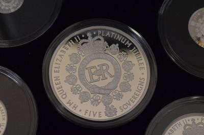 Lot 291 - Harrington & Byrne '2022 Platinum Jubilee Platinum 5-Coin Sovereign Collection'