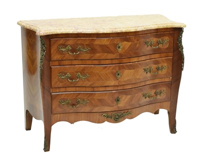 Lot 720 - 20th century French marble-topped kingwood serpentine commode chest of drawers