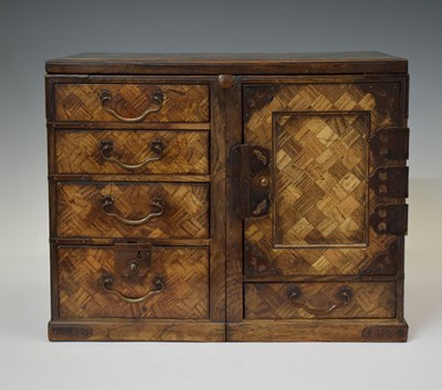 Lot 599 - Early 20th century Japanese parquetry cabinet