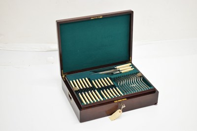 Lot 786 - Mahogany cased canteen of Old English pattern silver-plated cutlery