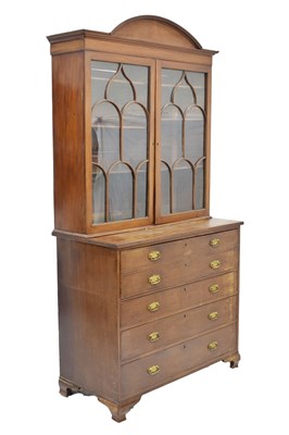 Lot 719 - 19th century mahogany secretaire bookcase