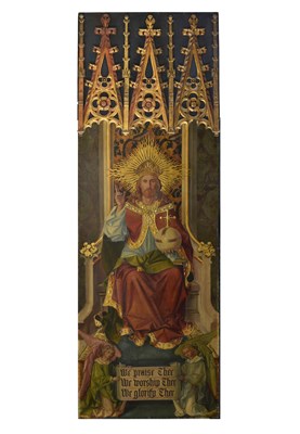 Lot 368 - Painted ecclesiastical reredos panel - Christ, attrib. Henry Victor Milner, (1864-1942)