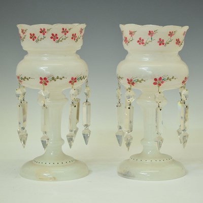 Lot 496 - Pair of early 20th century opaque glass lustres