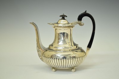 Lot 265 - Victorian silver baluster coffee pot with reeded decoration