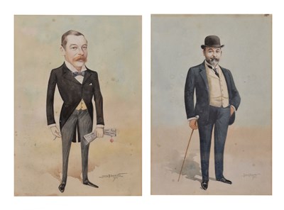 Lot 646 - Louis Edwards - Two watercolour portraits - Edward VII and George V