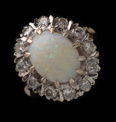 Lot 26 - Opal and diamond cluster dress ring