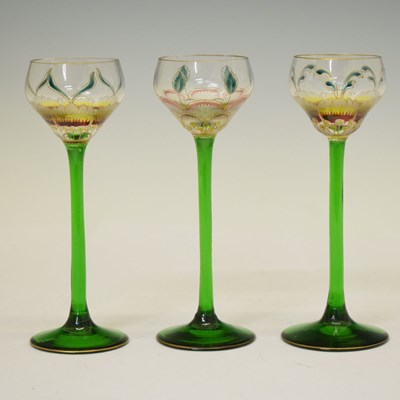 Lot 498 - Three Art Nouveau liqueur glasses