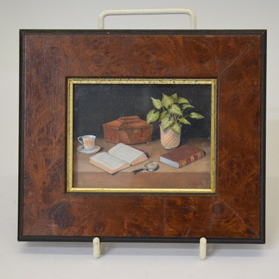 Lot 606 - Enid Clarke, A.R.M.S. (1919-2020) - Miniature - Still life with books