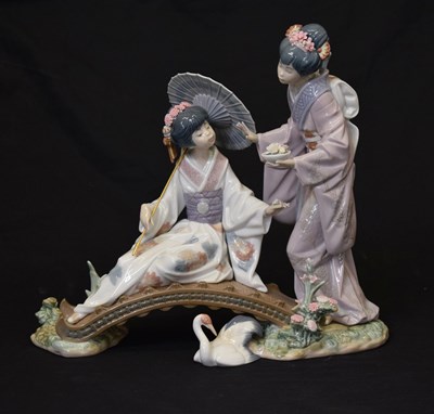 Lot 548 - Lladro - Porcelain figure group - 'Springtime in Japan'