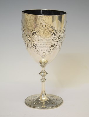 Lot 259 - Victorian silver goblet with presentation inscription relating to The Ancient Order of Foresters