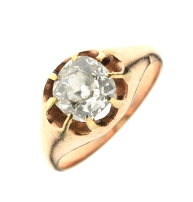 Lot 3 - Diamond solitaire yellow metal ring